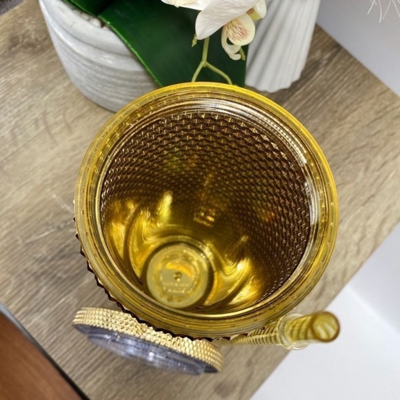 Starbucks Tumbler NWT 2022 Winter Holiday Gold Metallic Chrome Bling Studded - Picture 5 of 7